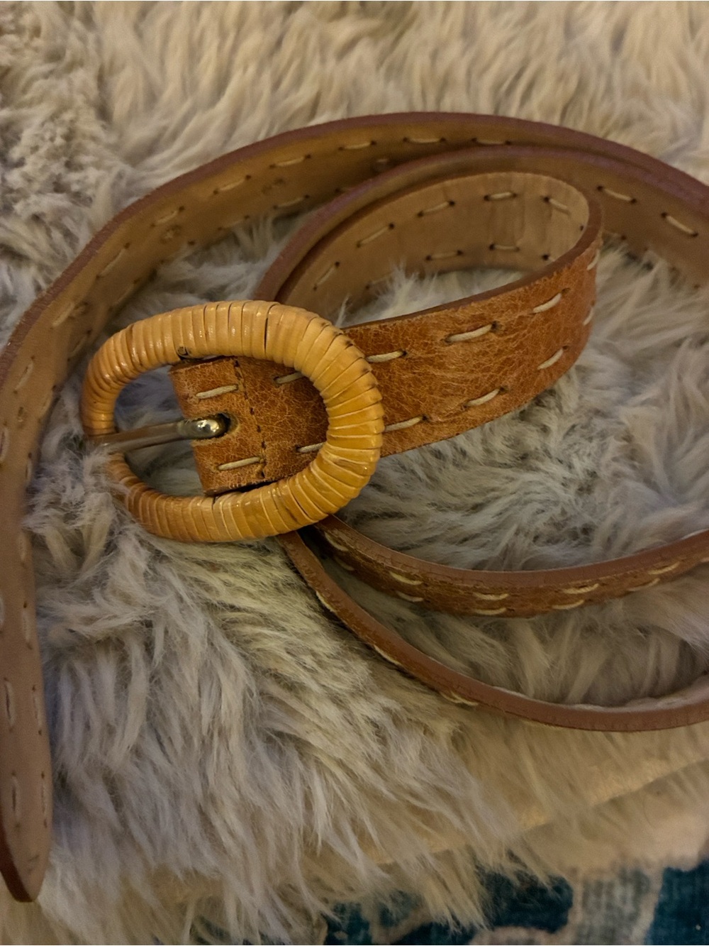 The Territory Ahead Wrapped Round-Tone Leather Belt in Tan 80s/90s